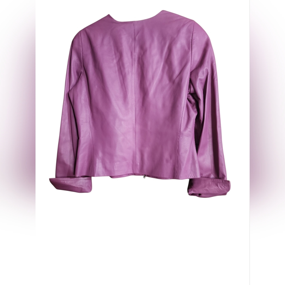 Liz Clairborne women's Lambskin leather jacket size 14 Lavender Designer Luxury - Picture 2 of 7